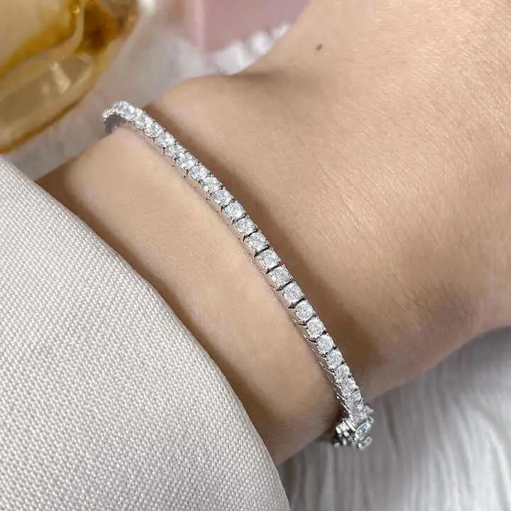 Silver Princess Cut Tennis Bracelet