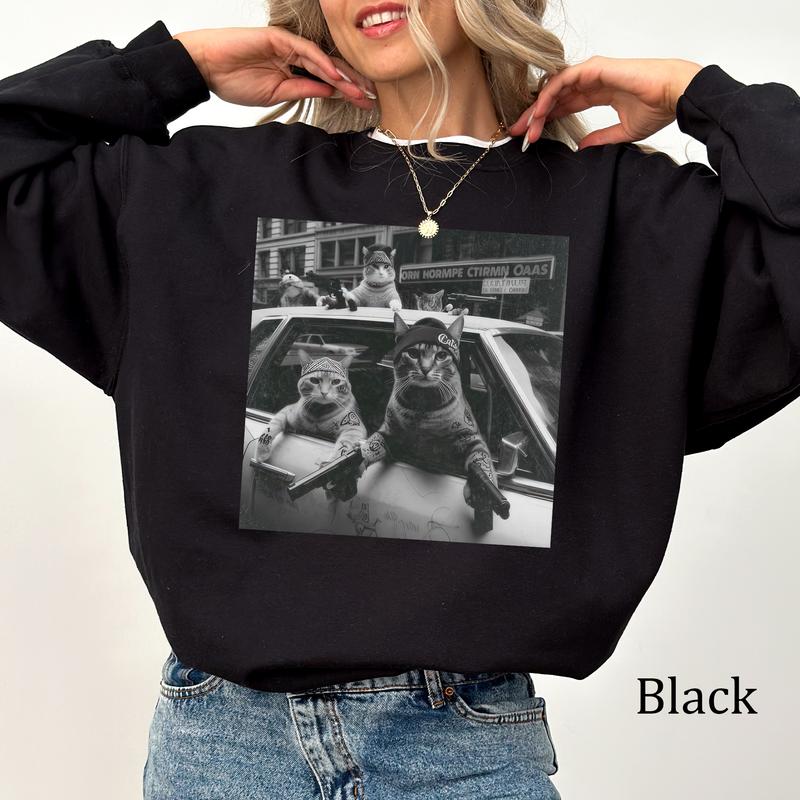 Funny Cat Gang Vinage Cat Unisex Graphic Sweatshirt – Casual Streetwear For Everyday Wear