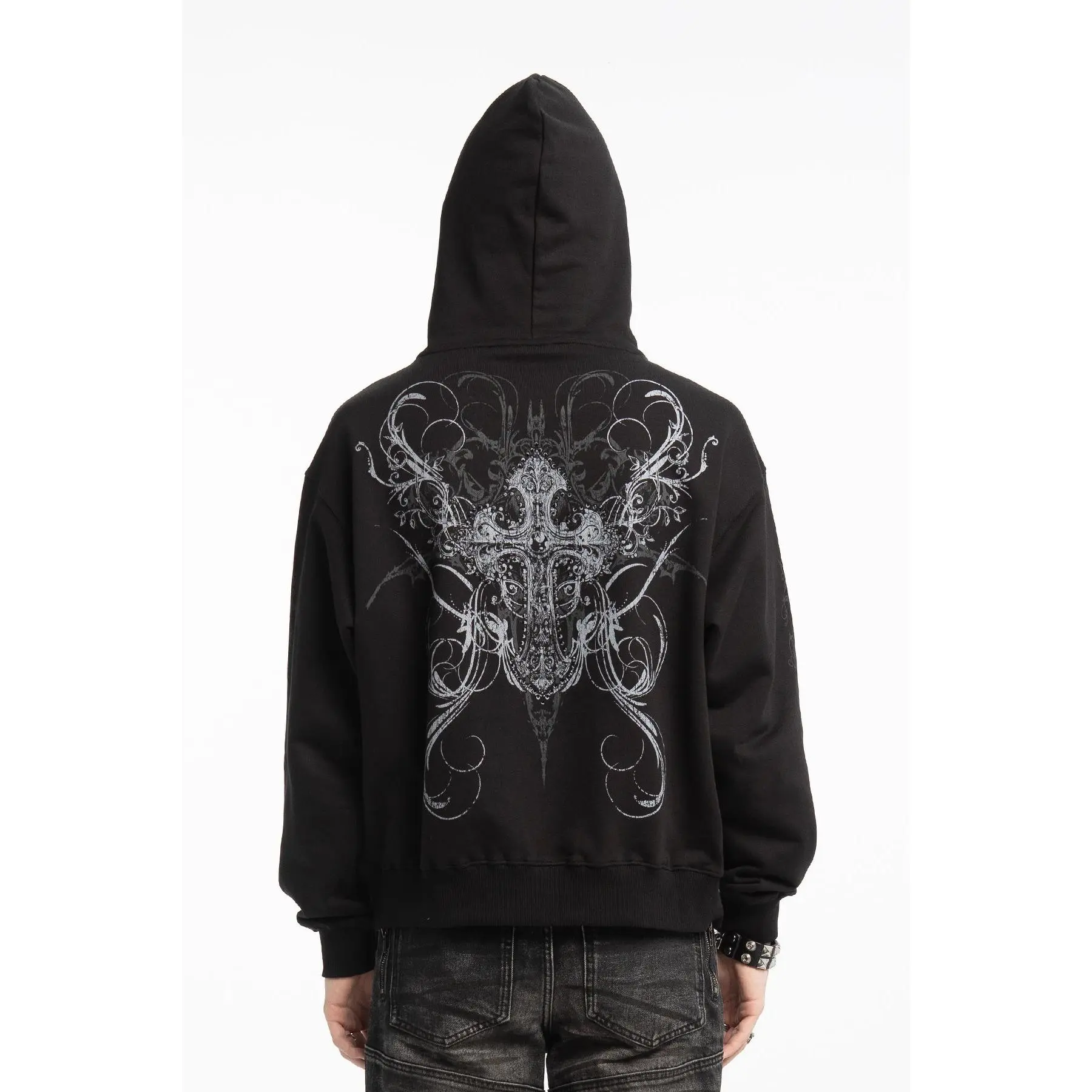 Double Cross Rhinestone Hoodie - TikTok Shop