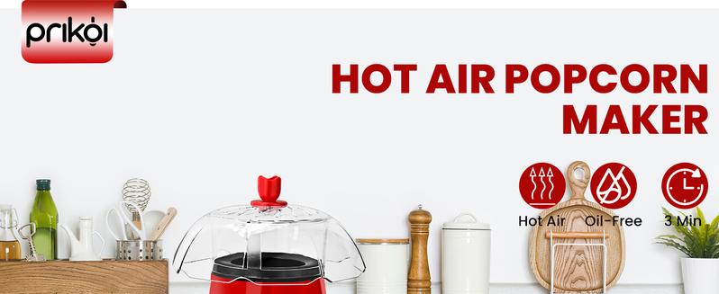 SUSTEAS American Hot Air Popcorn Maker, Electric Popcorn Maker with 4 Serving Bowls and Measuring Cup, Oil-Free, Crunchy & Crispy Quality Kitchen Appliance