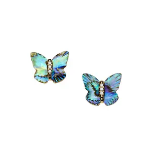 Fossil Women's Sutton Butterfly Wings Multicolor Abalone Stud Earrings