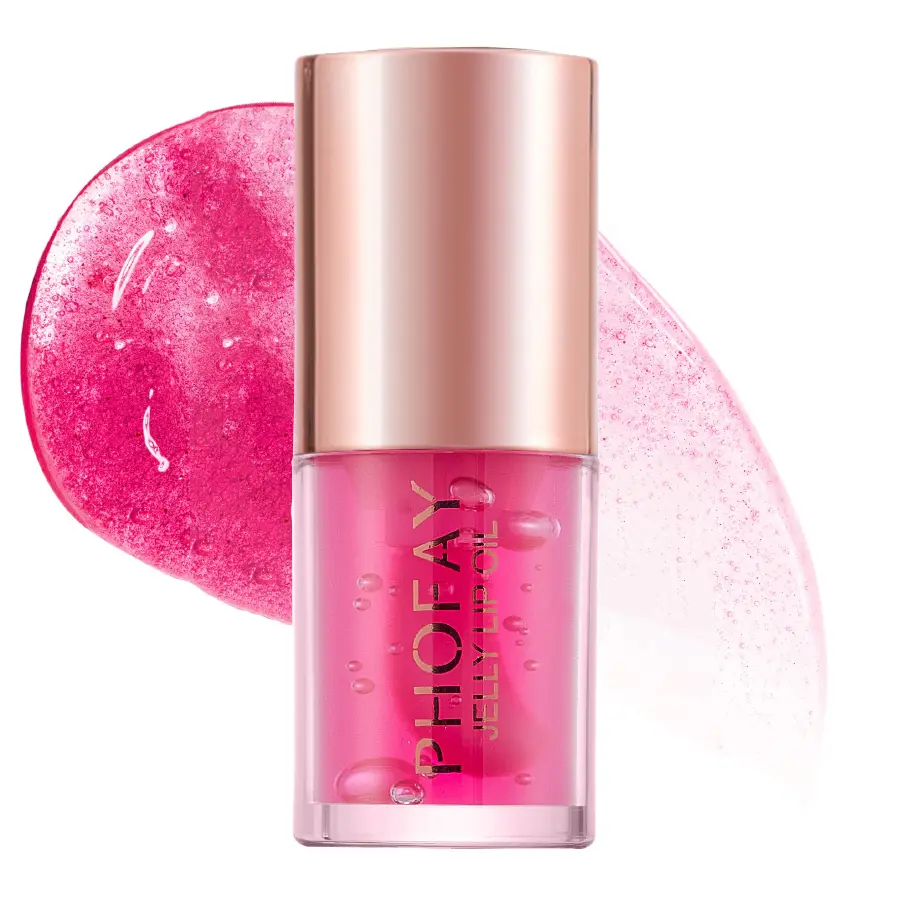 PHOFAY Lightweight Daily Lip Oil - Nourishing Glossy Hydrate Treatment with Jumbo Applicator, Non-Sticky High Shine Cosmetic for Jelly Lips