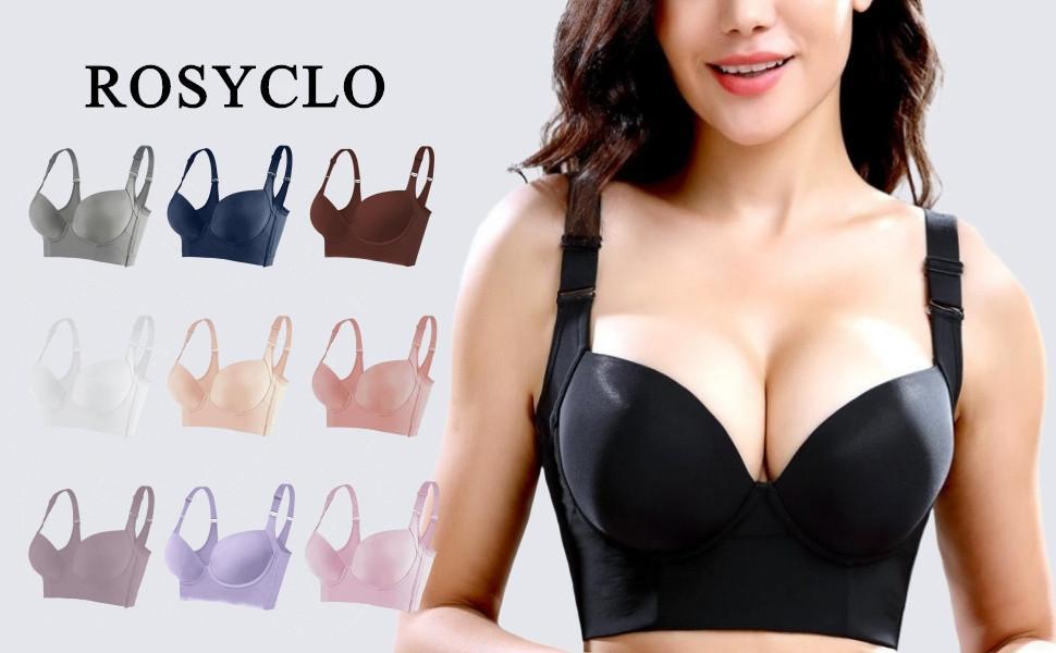 Fashion Deep Cup Bra Hides Back Fat Full Back Coverage Bra with Shapewear Incorporated Plus Size Push Up Sports Bra