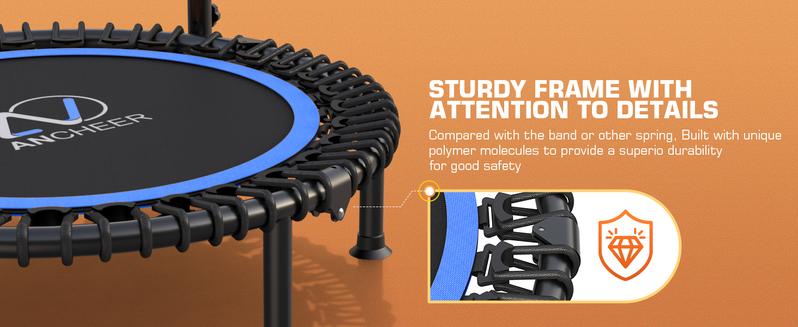 ANCHEER 40" Mini Trampoline for Adults Fitness - Heavy Duty Adjustable Handle Indoor Outdoor Exercise