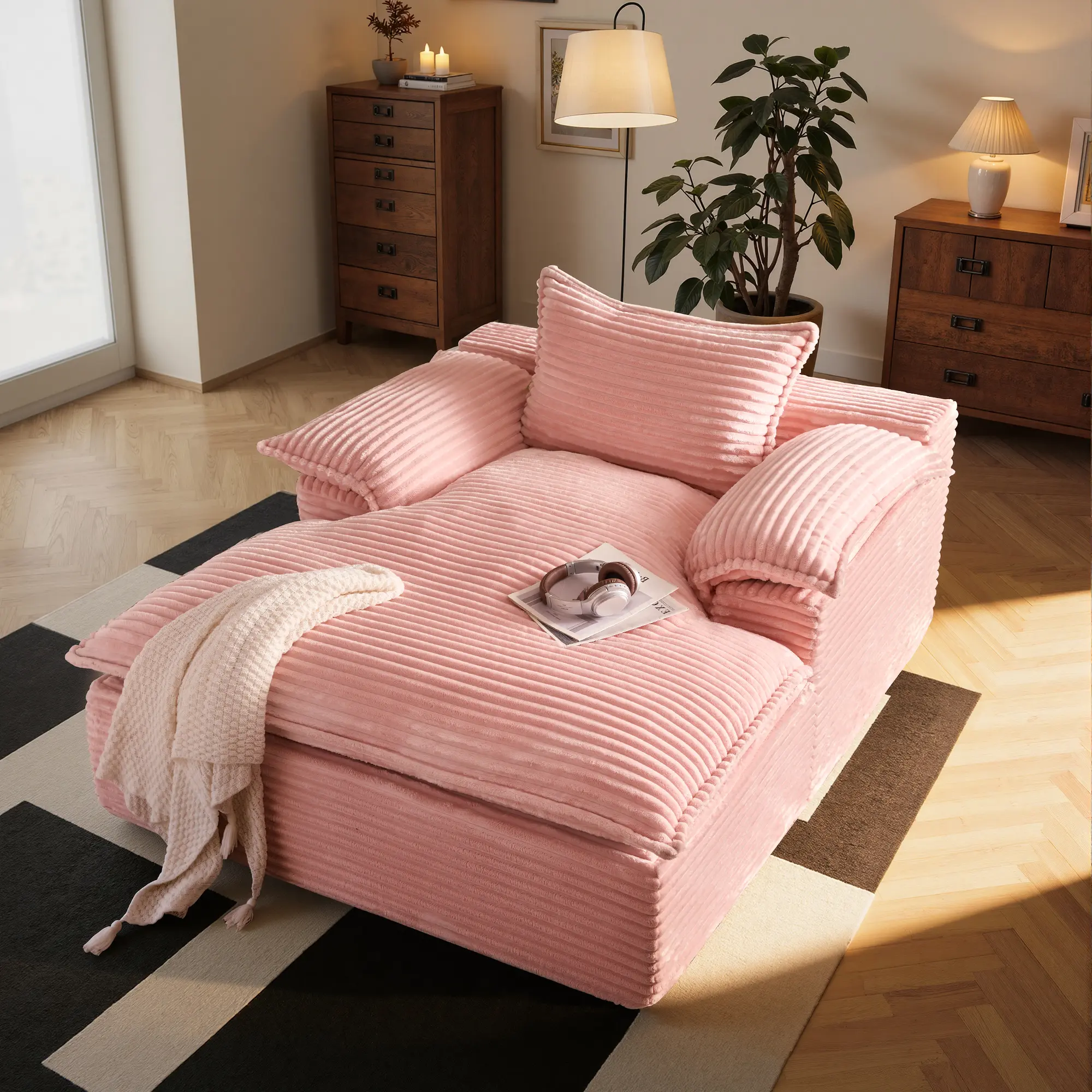 Pink Plush Corduroy Double-layered and thickened