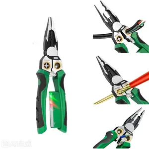 8-In-1 Wire Stripping Pliers Featuring Voltage Detection, a Versatile Hand Tool for Cable Stripping, Cutting, Crimping, And Twisting, in Green Color，Suitable for Professional Use