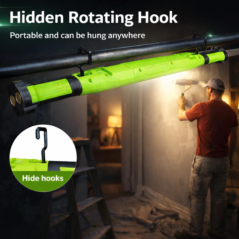 2026 Upgraded Magnetic LED Work Light Bar Rechargeable Under Hood Mechanic Light Portable COB Inspection Lamp with Magnetic Base Hooks USB Power Bank for Car Repair Garage Camping