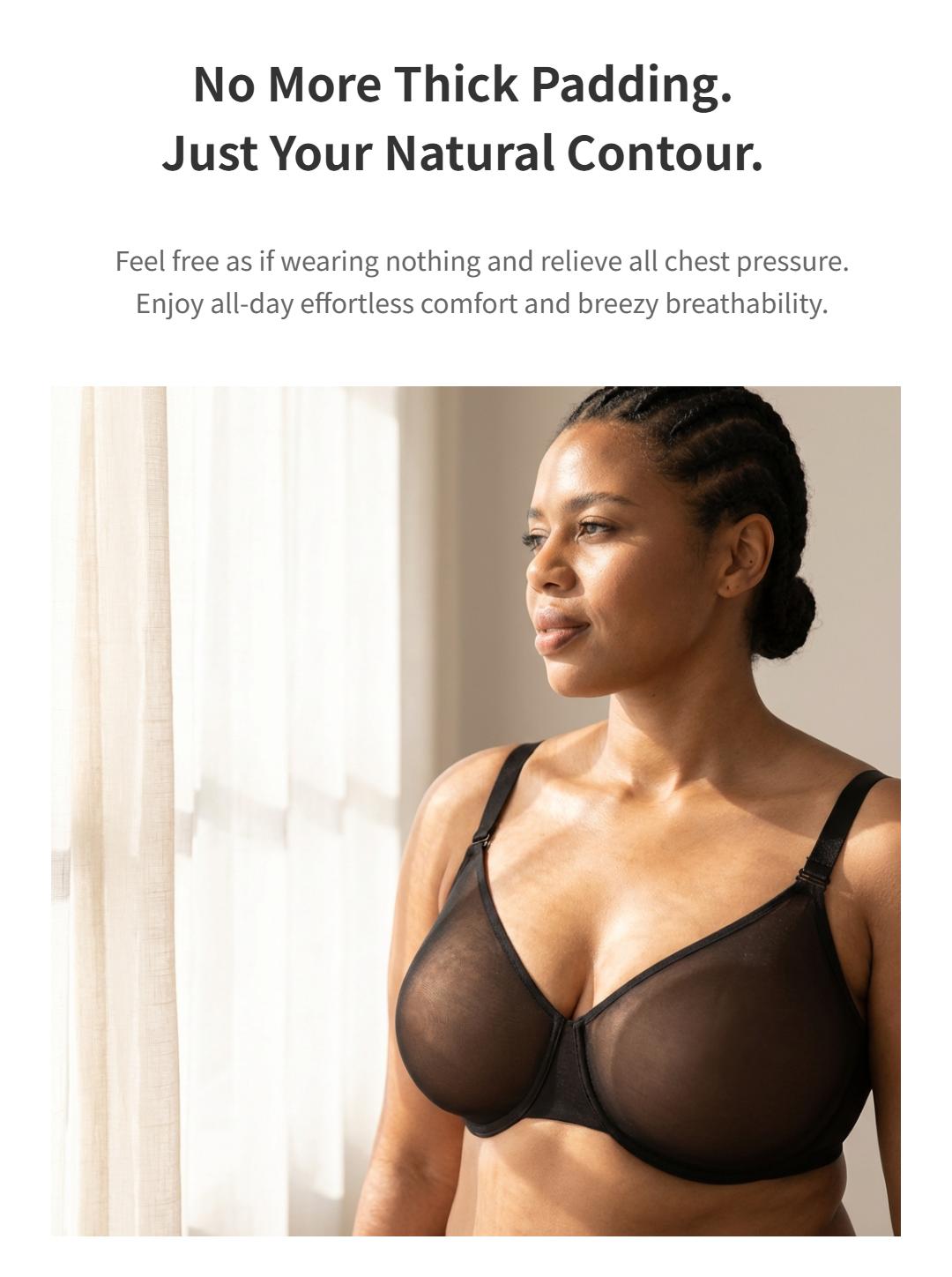 HSIA Enchante Unlined Plus Size Smooth No Lace & Lace Semi Sheer Mesh Underwire Full Coverage Minimizer Bra with Convertible Straps & Smoothing U-Back Invisible Look for Curvy Women SpringStatements