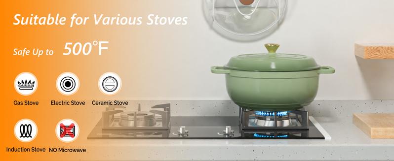 ROVSUN Enameled Cast Iron Round Dutch Oven, 5/6/7.5QT Pot with Lid &Dual Handles with Silicone Gloves,Oven Safe up to 500°F, Heavy-Duty Pre-Seasoned Cookware for Bread Baking, Braising, Stews, Roasting,TikTokShopBlackFriday