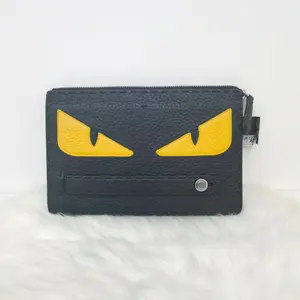 Pre-owned FENDI Leather Clutches & Wristlets Monster Black Calfskin Mini Monster Clutch