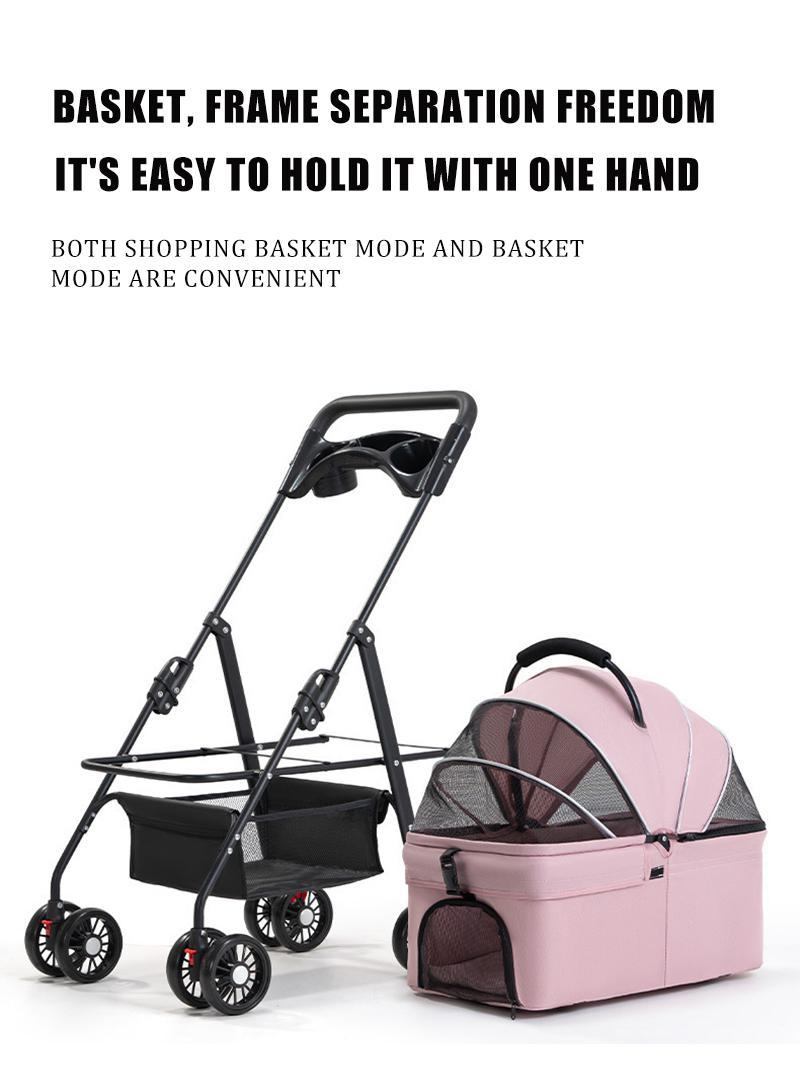 Pawzseek Pet Stroller for Cats and Dogs - Foldable Outdoor Animal Carrier with Sun-Rain Cover, Breathable Mesh Panel, Storage Bag self heating bed