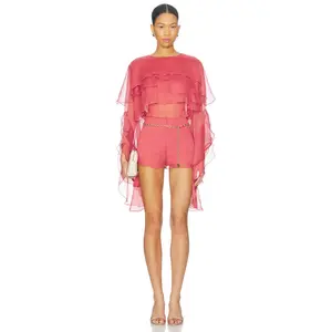 Bardot Carson Ruffle Playsuit in Rose