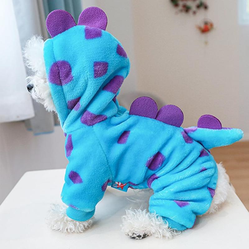 【Pet Supplies】Generic Dinosaur Dog Cat Winter Clothes Small Medium Pets Hoodie Coat Warm Fleece Outfit Leash Ring Design Funny Costume Keep Pets Cozy Holiday Party