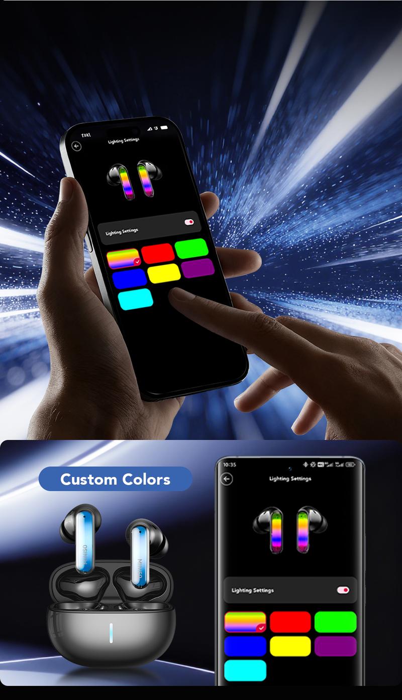 MINISO MS110 Adjustable lighting Eabuds, ANC Noise Cancellation Headphones,Bluetooth 6.0, 3 Noise Reduction Modes, True Wireless In-Ear Earphones sport Audio Earbuds audifonos bluetooth wireless headphones