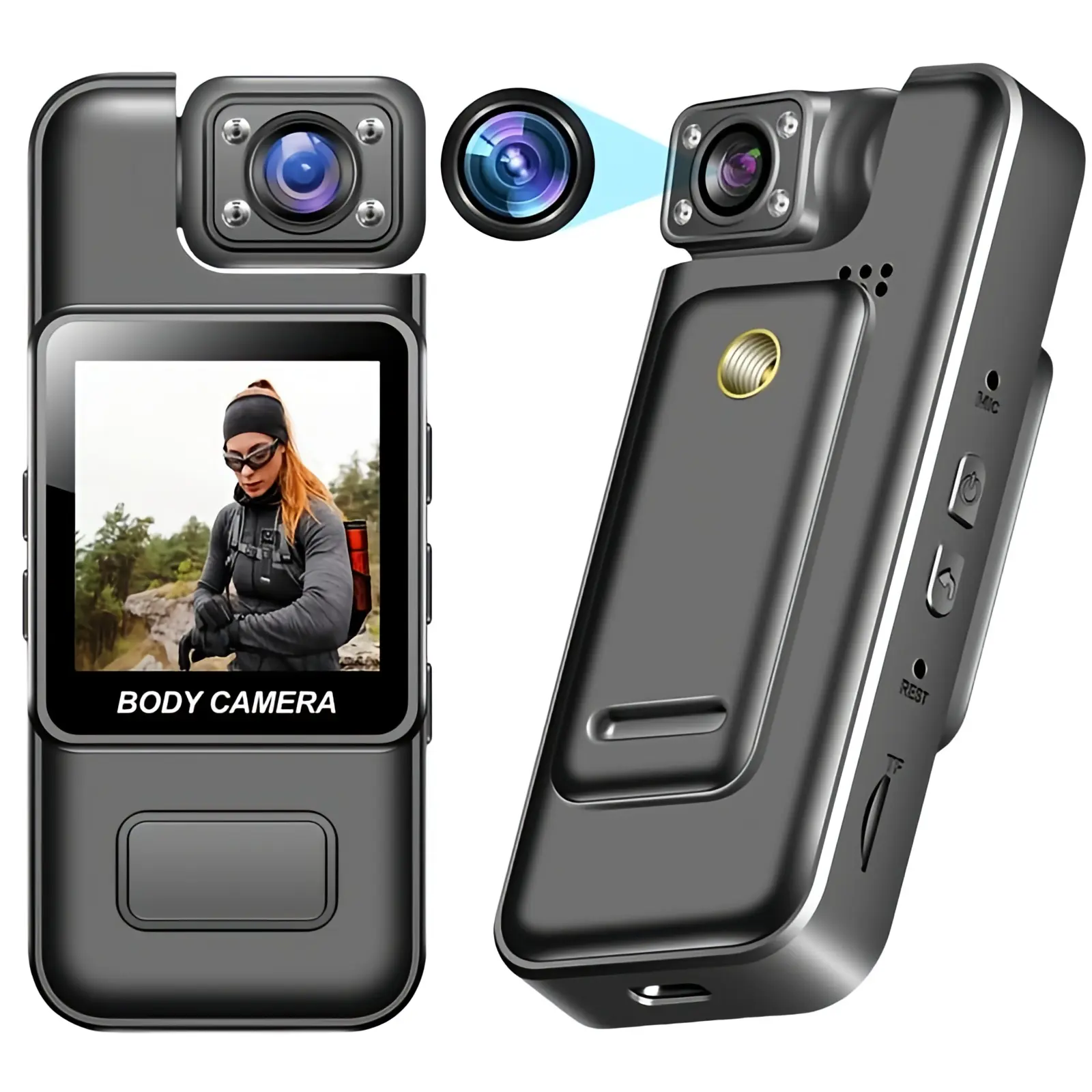 Handheld Clip On Body Camera, 1080P HD IR Night Vision Cam, 2.4GHz WiFi Connectivity with Screen Playback, Portable Mini Recorder for Vlogging & Outdoor Activities | SD Card Not Included