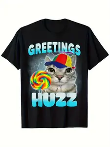 Where The Huzz At Playful Cat Meme T Shirt Guaranteed To Get Smiles Unisex Fit Cotton Streetwear Basic Tee For Cat Lovers