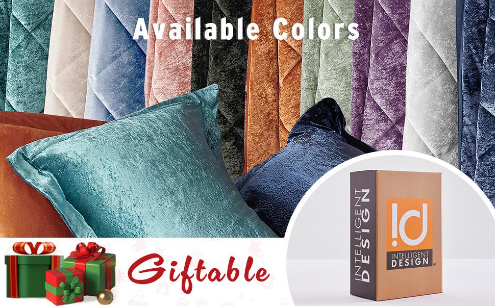 Luxe Comforter Velvet Lush Double Sided Diamond Quilting Modern All Season Bedding Set with Matching Sham,Decorative Pillow, Elowen