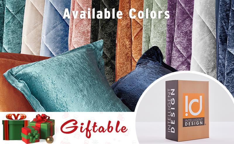 Luxe Comforter Velvet Lush Double Sided Diamond Quilting Modern All Season Bedding Set with Matching Sham,Decorative Pillow, Elowen