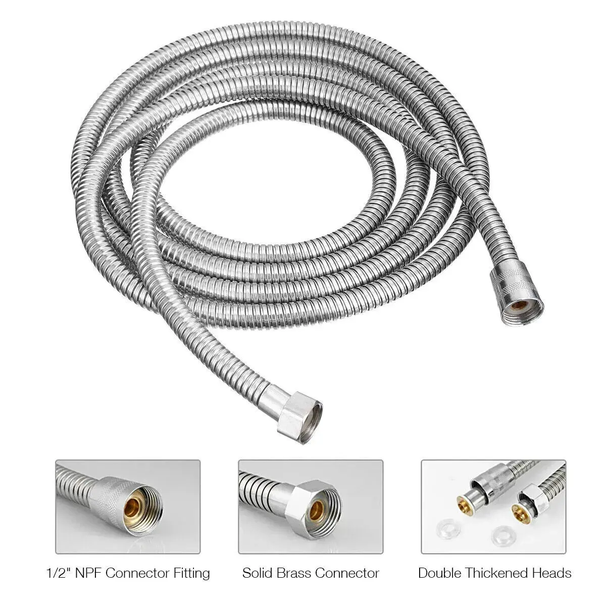 10FT Stainless Steel Extra Long Flexible Shower Head Hose for Handheld Shower Heads, Bathroom Fixture Accessory