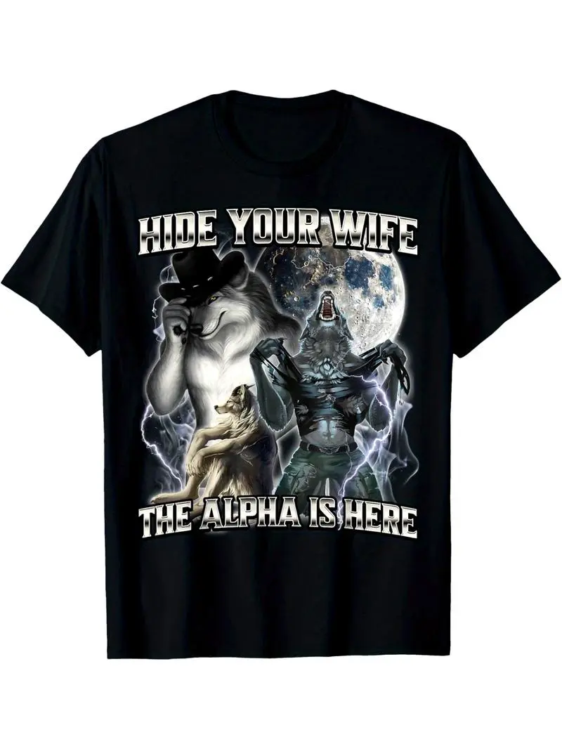 Summer t Shirts Comfortable breathable outdoor men's clothing quality materials, hide your wife, Alpha comes T-shirt, everything goes with it