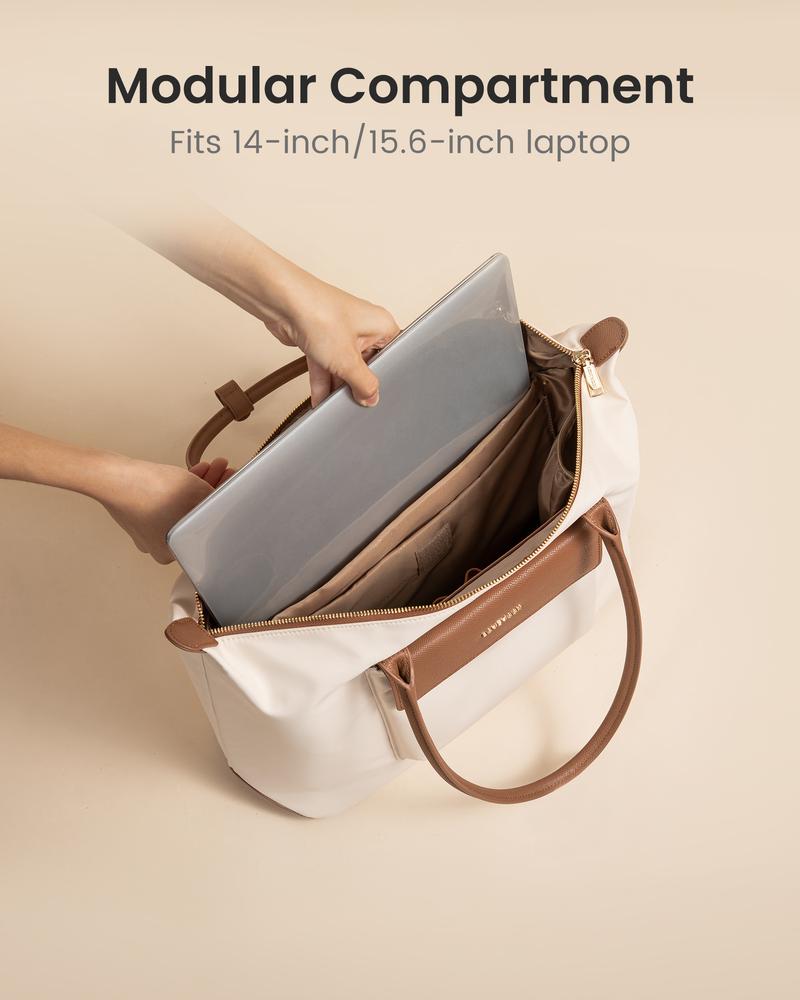 LOVEVOOK Grace Laptop Tote Handbag for Women,Large-capacity Dumpling Bag,Fashionable Versatile Hobo Bag,Waterproof and Breathable Nylon and Genuine Leather,with a functional pouch,Suitable for Daily Commute and various occasions,TikTokShopStockUp