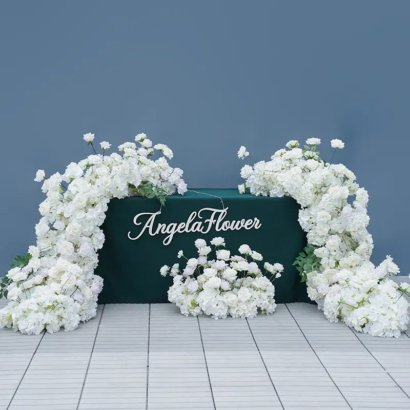 A8147 Decorative White Rose Hydrangea Artificial Flower Arrangement, Bouquet Artificial Flowers for Sofa Table Runner, Floor Display