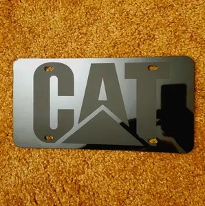 CAT Smoked License Plate with Mounting Bolts - Made in the USA! 12" x 6" 100% Aluminum with Pre-Drilled Holes for Easy Installation