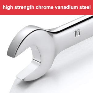 【GARVEE】14 Pieces Ratcheting Wrench Set with Fixed Head Combination Wrenches, Metric 6-19mm, Chrome Vanadium Steel, Storage Bag Included