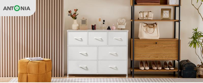 【Deal】7 Drawers Dresser for Bedroom and TV Stand, Fabric Storage Tower for Clothes, Baby Stuff