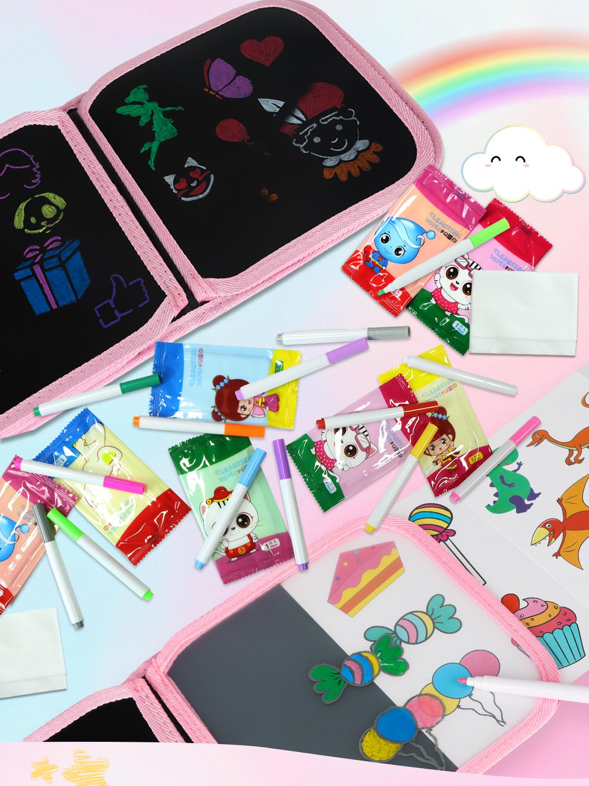 Erasable Reusable Watercolor Pen Doodle Set for Toddlers, Toddler Coloring Set 1 2 3 4 Years Old - Unicorn Reusable Drawing Book, 12 Watercolor Markers, 14 Pages of Art, Creative Play & Fun for Kids - Car Activity Travel Coloring Kit for Kids