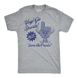 Mens Funny T Shirts Yay Go Sports Sarcastic Fan Graphic Sports Tee for Men Mens Funny T Shirts Cool Vintage Fashion T-Shirt Gift Classic Menswear Basketball Apparel for Men Funny Baseball Short Sleeve Novelty Light Grey