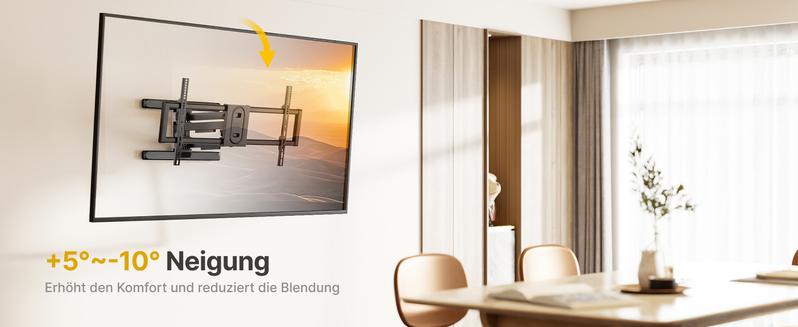 Full Motion Adjustable TV Wall Mount for 13–95 Inch Flat & Curved TVs and Monitors, Swivel & Tilt Articulating Bracket, Max VESA 800x400mm, Holds up to 132 lbs, Perfect Center Mordern Design