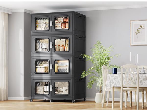 BROVIEW V80 165-300Gal Plastic Collapsible Storage Bins, Plastic Extra Large Storage Bins with Wheels, Stackable Closet Organizer and Storage Drawers, Black BROVIEW V80 165-300Gal Plastic Collapsible Storage Bins, Plastic Extra Large Storage Bins with Wheels, Stackable Closet Organizer and Storage Drawers, Black