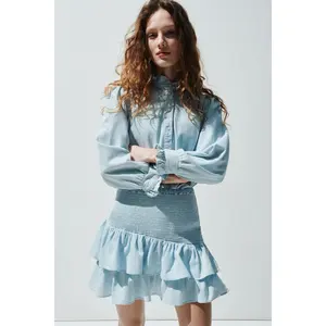 H&M Smocked denim skirt