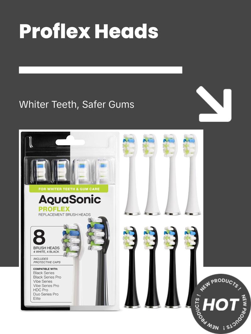 AquaSonic ProFlex Replacement Brush Heads for Electric Toothbrush - Whitening