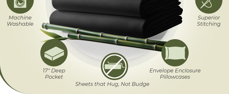 DECOLURE Bamboo Sheets 4pc Set 100% Cooling Viscose Ultra Soft 17 Deep Pocket Double Stitching Must Have for Hot Sleepers OEKO Tex Certified Hypoallergenic