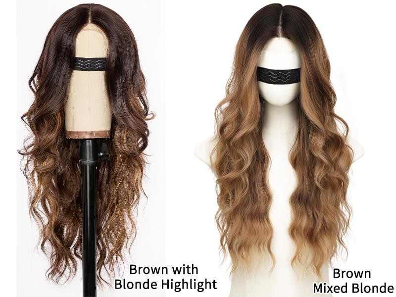 [ AISI HAIR ] Black Wig for Women, Long Wavy Lace Hairline Middle Part Synthetic Heat Resistant Wig for Daily Party-26 Inch