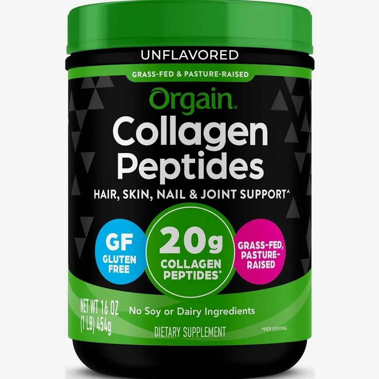 Orgain 20g Hydrolyzed Collagen Peptides Powder, Unflavored, 1lb | Grass fed collagen type I and III for women and men, supplement for hair, skin, nail, & joint support, paleo & keto, non-GMO