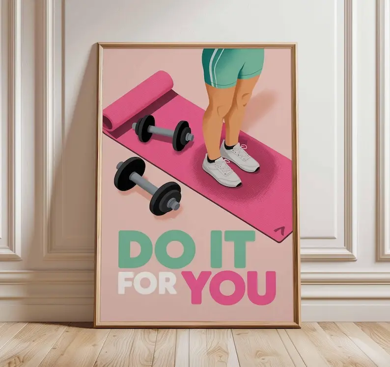 Fitness Motivation Poster, Do It For You Wall Art, Gym Workout Print, Dumbbell Exercise Decor, Home Gym Inspirational Artwork