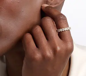 Steel by Diamonique Oval Cut Eternity Band Ring