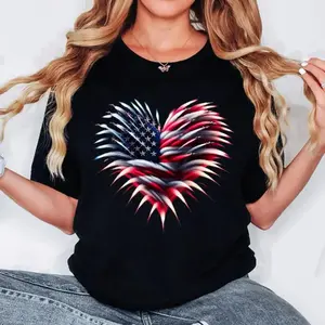 Vintage Fighter Jet Airplane With American Flag Heart For Fourth of July Celebration