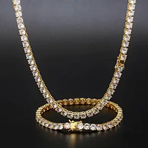 3G-5G  Gold Cuban Link Necklace with Full Cubic Zirconia / Diamond Accent”