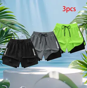 Women’s 3-Pack Summer Lightweight Quick-Dry Double-Layer Athletic Shorts,summervibes summervibes