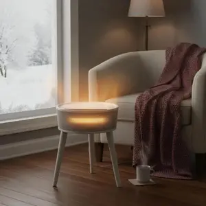 Sweetcrispy 1500W PTC Ceramic Space Heater with 1500W Power, Indoor Side Table Heater, Remote Control, LED Light, ECO Mode, Oscillation, 12H Timer, Overheat & Tip-Over Protection