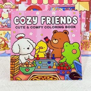 Adult and children's Cozy Buddy themed coloring book books feature super cute animal characters with easy-to-understand designs for relaxation (Cozy Space Coloring)