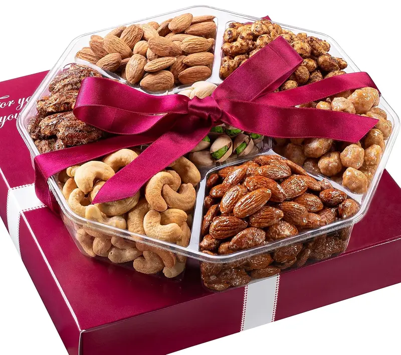 Valentines Day Nuts Gift Basket - Assortment of Sweet & Roasted Salted Gourmet Nuts - Assorted Food Gift Box for Christmas, Thanksgiving, Fathers Day, Mothers Day, Sympathy, Family, Men & Women