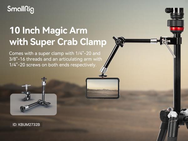 SmallRig Clamp with 1/4" and 3/8" Thread and 9.8 Inches Adjustable Friction Power Articulating Magic Arm Friction Arm with 1/4" Thread Screw for LCD Monitor/LED Lights KBUM2732B Camera Smartphone Stabilizer Photography