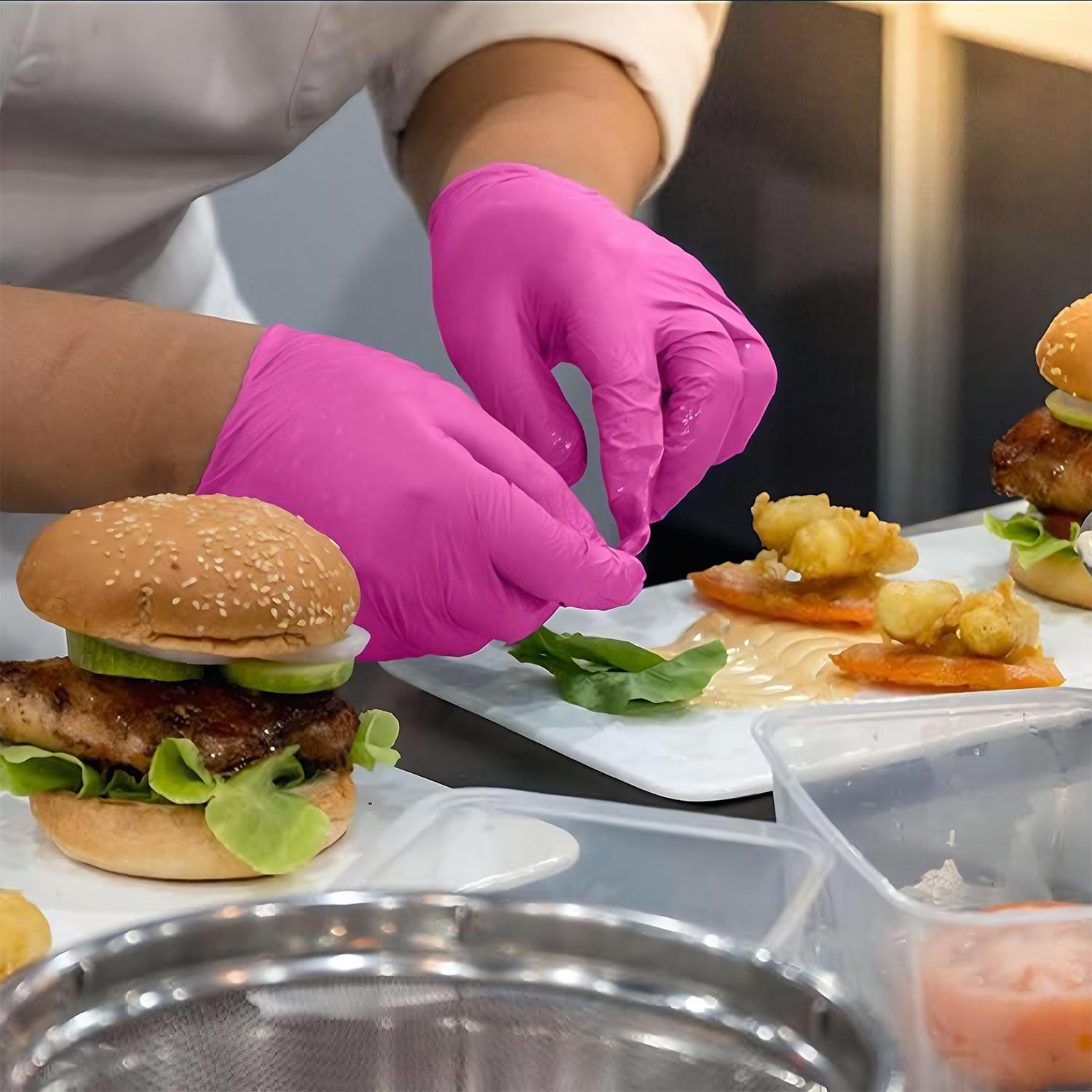 5/10Pair Durable Rose Red Nitrile Dishwashing Gloves,Non-Medical Grade, Latex-Free, Suitable for Permanent Makeup, Nail and Hair Services, Painting, Odor-Free Household Bathroom Cleaning Gloves, Multi Purpose Glove