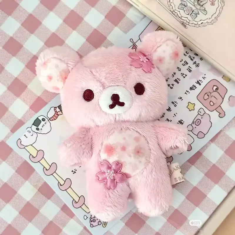 Rilakkuma Sakura Floral Bear Plush Toy Soft Stuffed Cuddly Sleeping Hug Pillow Home Decoration Birthday Gift For Adult Women