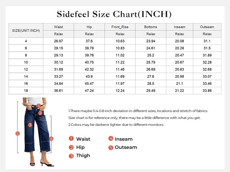 SIDEFEEL Women's High-Waisted Wide-Leg Cropped Jeans with Patch Pockets Trendy Stretchy Loose Straight Zimbaplatinum Denim for Casual Style SpringStatements
